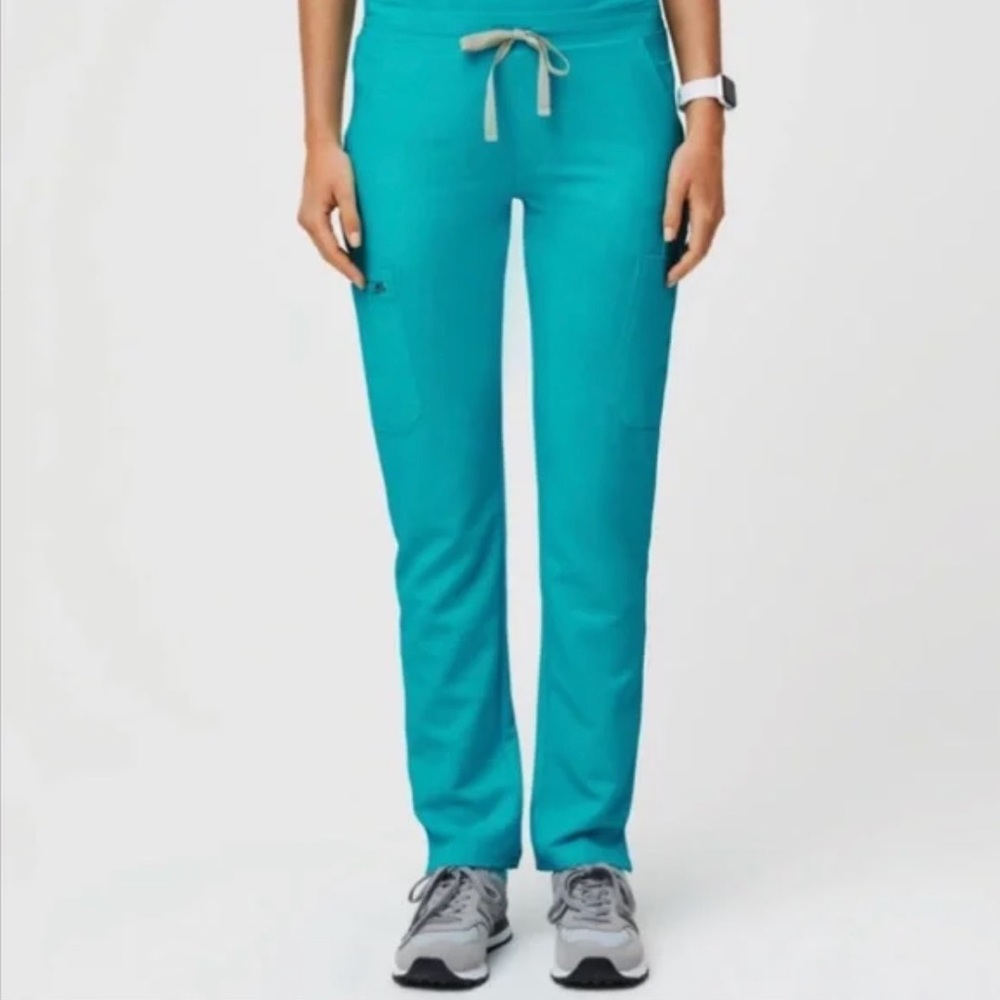 Teal Yola skinny scrub pants